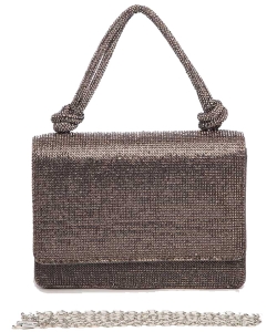 Rhinestone Top Handle Small Bridal Party Clutch 302 GRAY